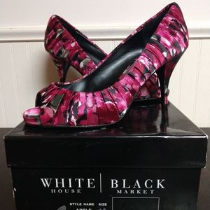 Pink Floral Peep Toe Heel